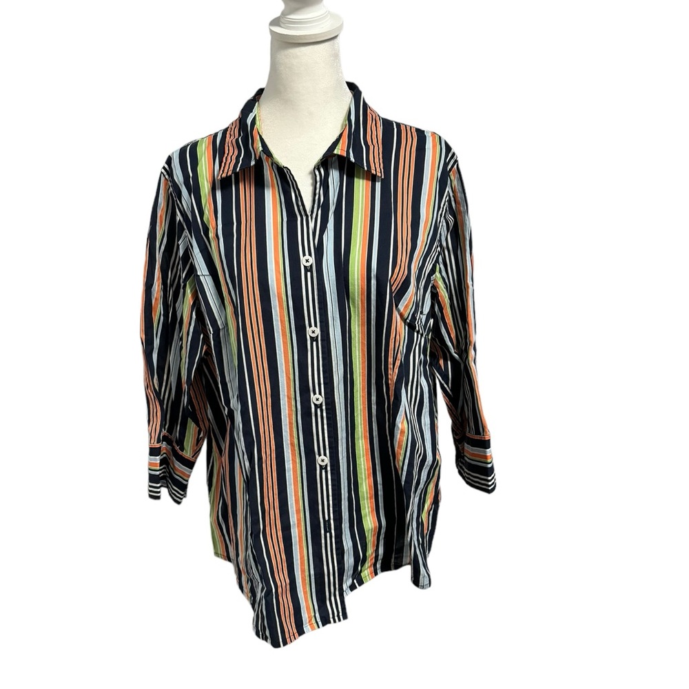 Talbots multicolored striped cotton button down. Size 1XP. GUC